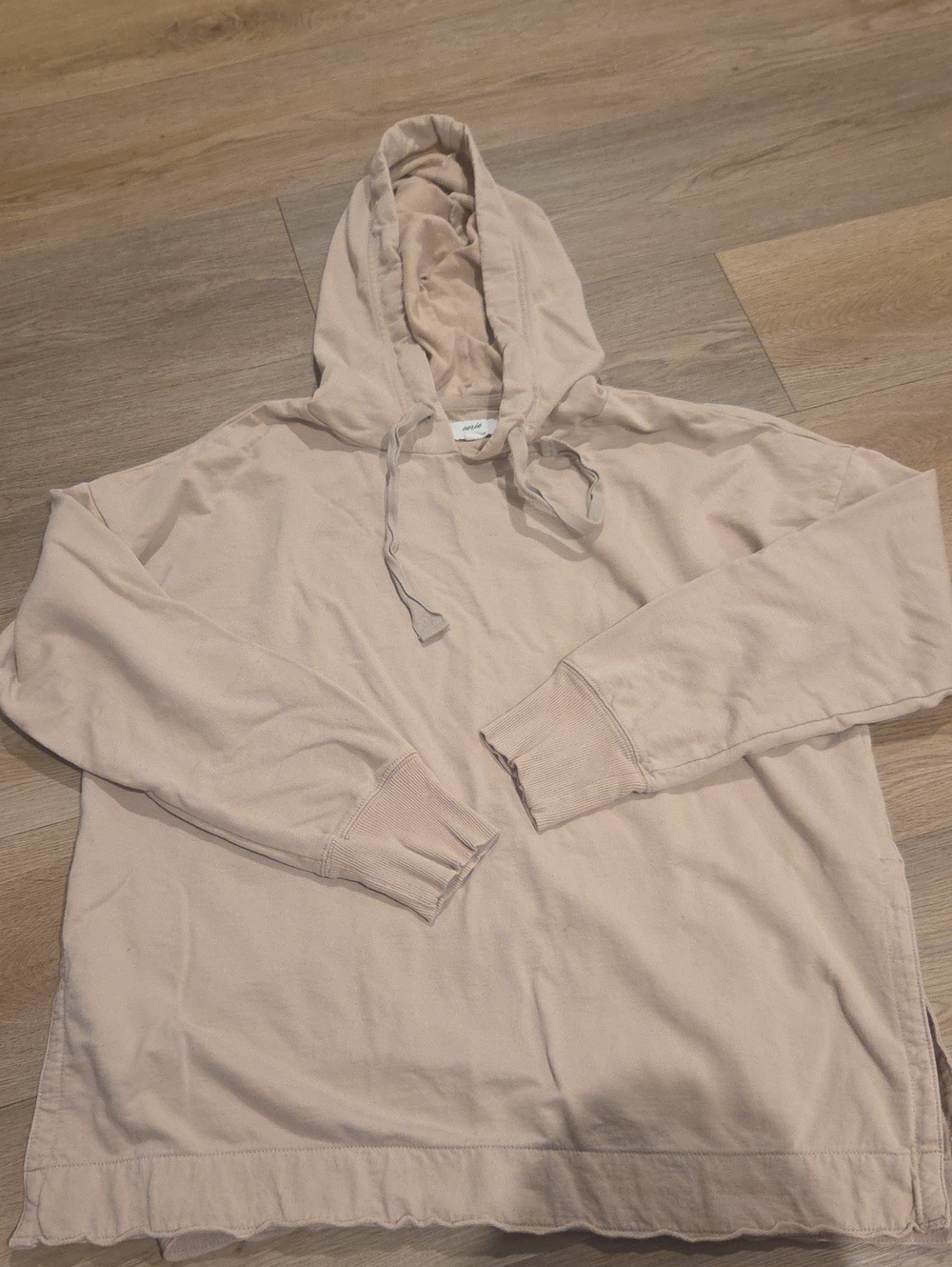 aerie Light Beige Hooded Pullover Sweatshirt